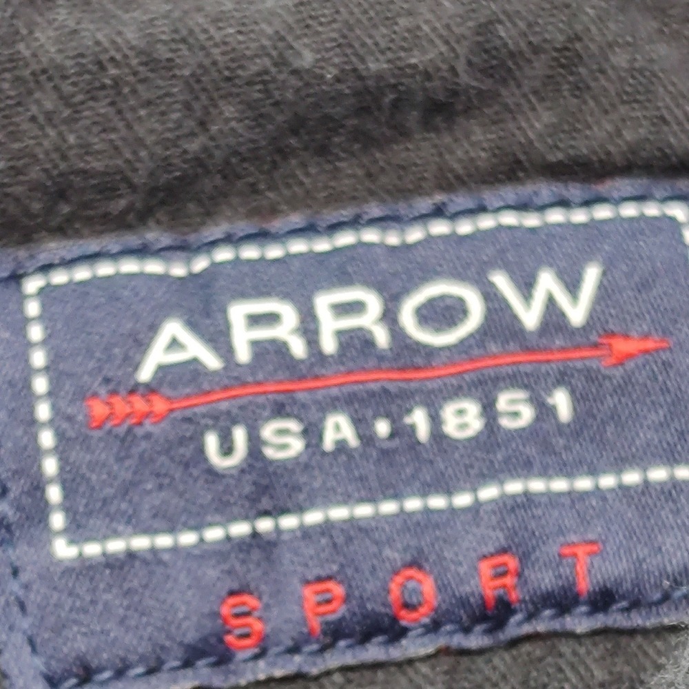 Arrow Sport Mens Navy Blue Chino Shorts Flat Front Cotton Blend Size 34 35 - Picture 2 of 5